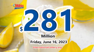 滚动的球让 Mega Millions 彩券的头奖提升至 2.81 亿美元，将于 2023 年 6 月 16 日进行抽奖。
